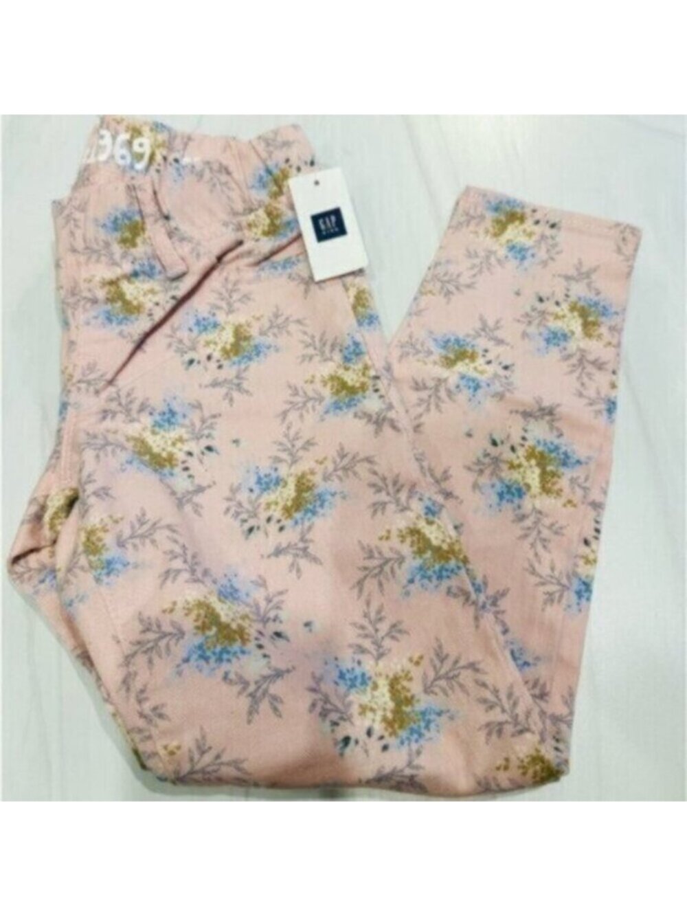 NWT Gap 1969 Girls Pink Floral Elastic Waistband Legging Jean Size 6